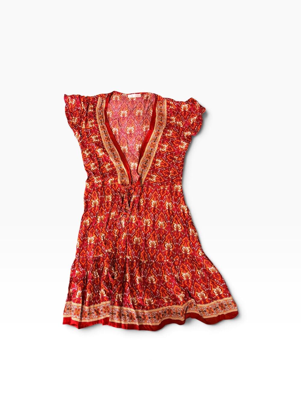 R.Vivimos Floral Paisley Boho Tiered Minidress